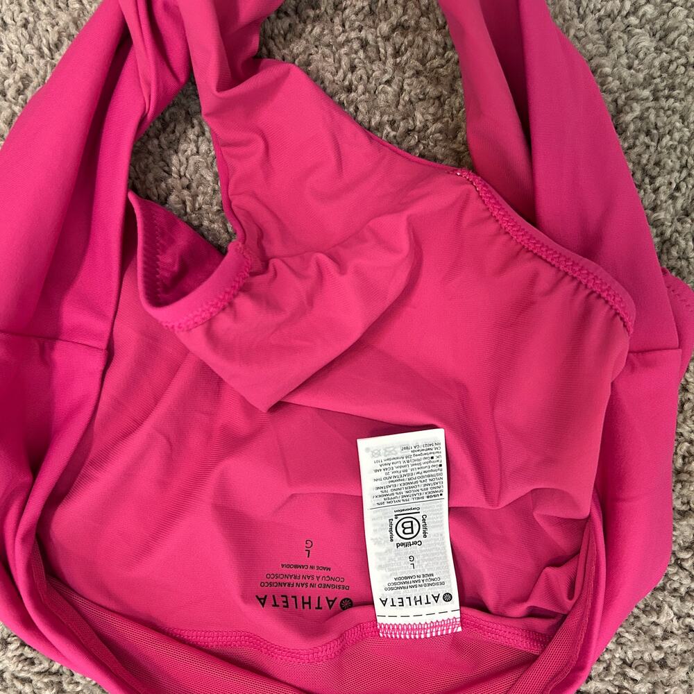 NWT Athleta High Waist Bikini Bottom Pink Sz Large - Picture 5 of 5